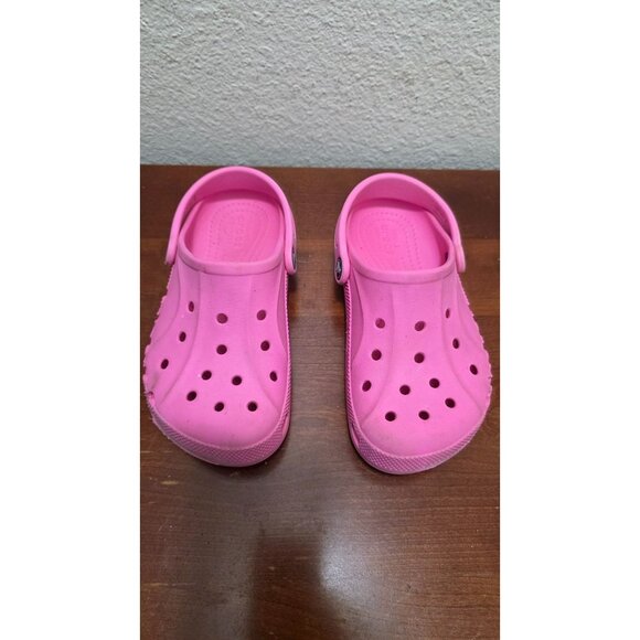 Crocs Kids Pink Classic Clogs Slip-On Shoes Size J2 With Adjustable Strap - Picture 2 of 8